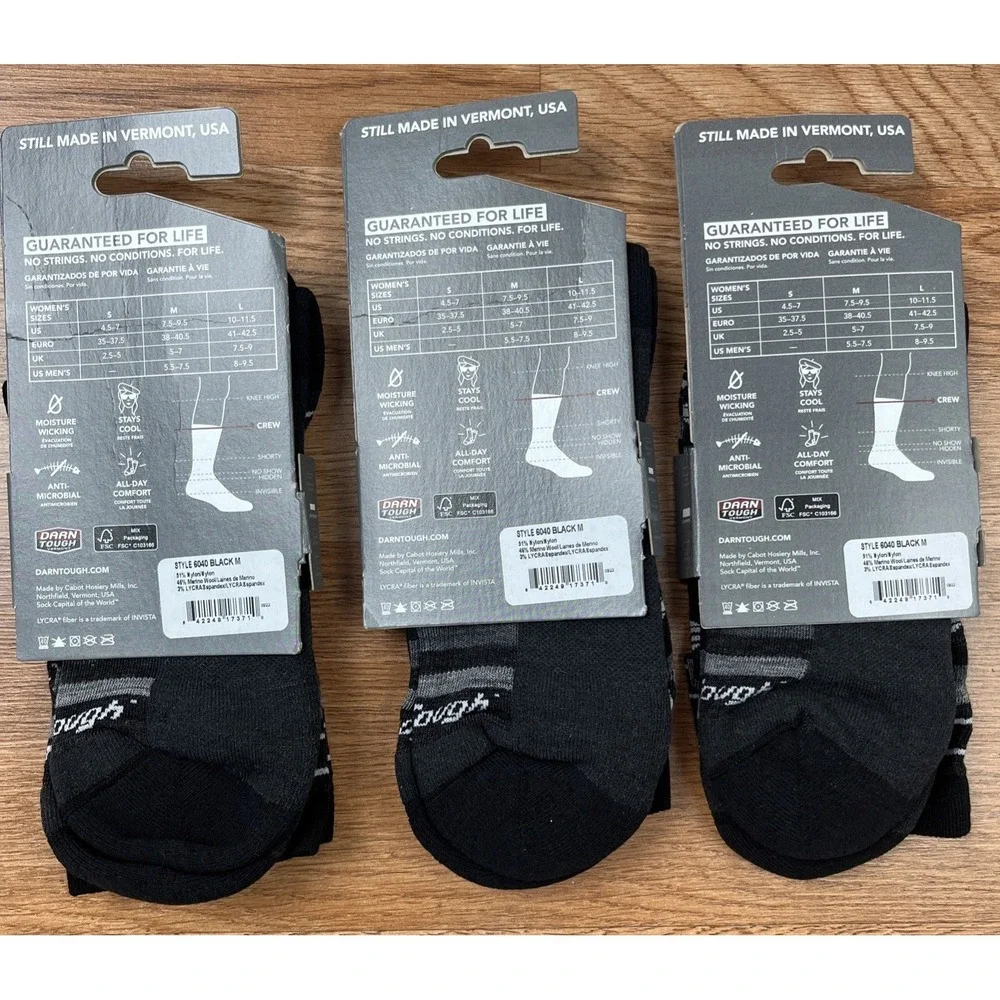 Lot of 3 Darn Tough Merino Wool Lifestyle Lightweight Crew Socks Women's Medium